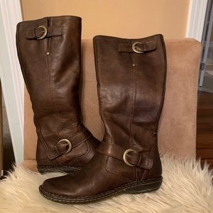 Brown leather boots